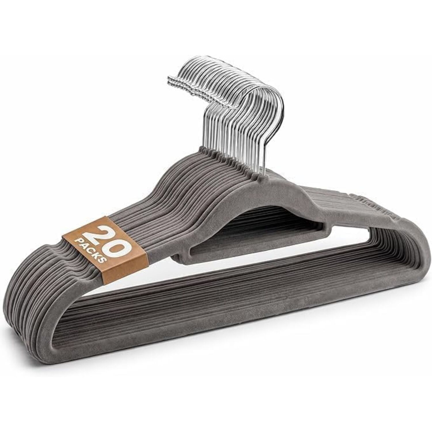 Sasha Morel 18 Pieces Velvet Coat Hangers Non Slip Clothes Space Saving Grey - Image 4