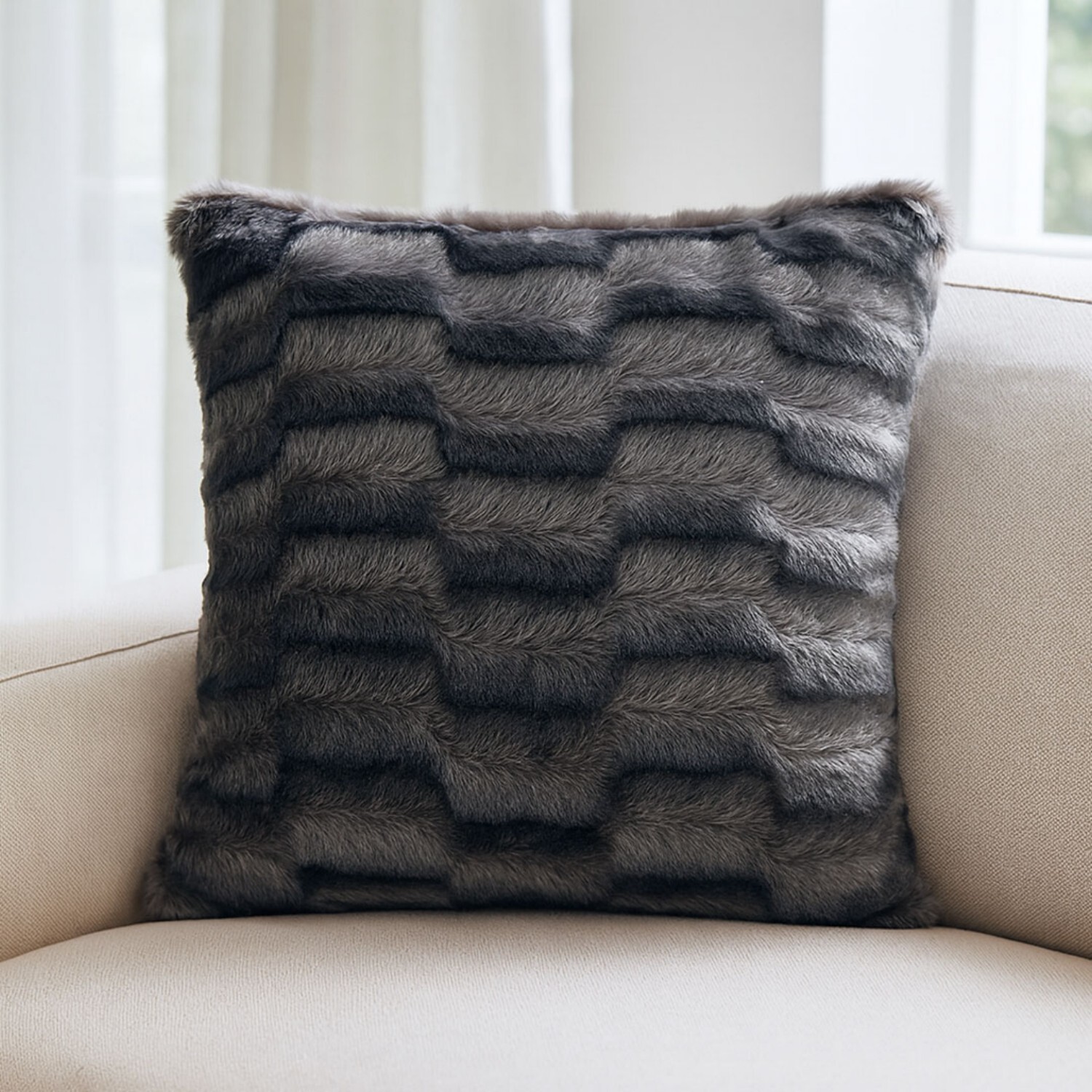 Voltico Arctic 18Inch Cushion (Charcoal/Silver) in Charcoal | Size: 45 cm x 45 cm