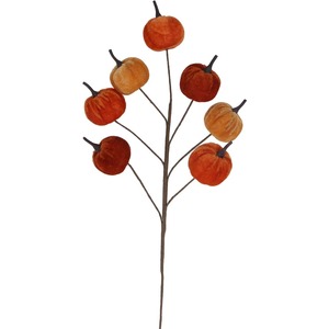 Velvet Pumpkin Stalk Halloween Decoration