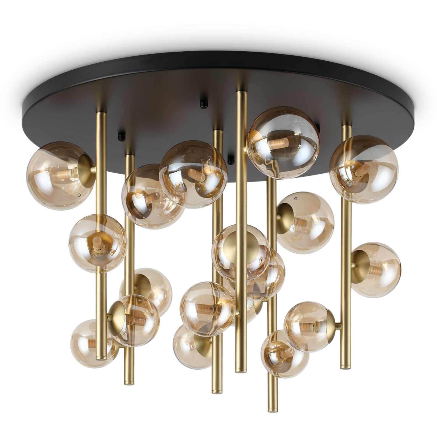 Netlighting Unisex Amber Perlage Light Globe Ceiling Light Brass Glass Shade Size 18 - Image 2