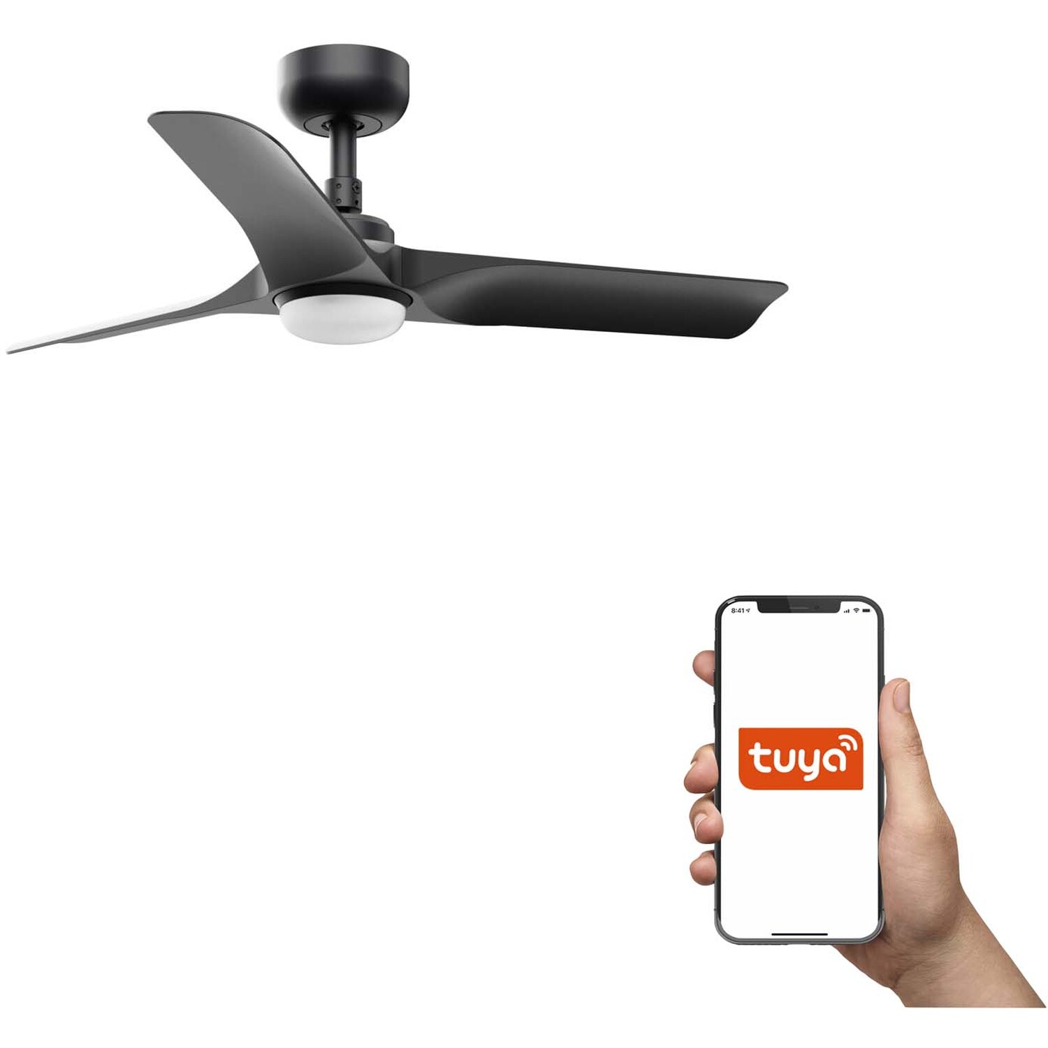 B&Q - Luminosa Hey Small 3 Blade Ceiling Fan Matt Black With Light 270040006000K Tuya Smart System - Image 2
