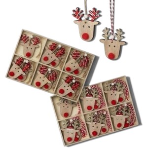Wooden Rudolph the Reindeer Christmas Tree Decorations