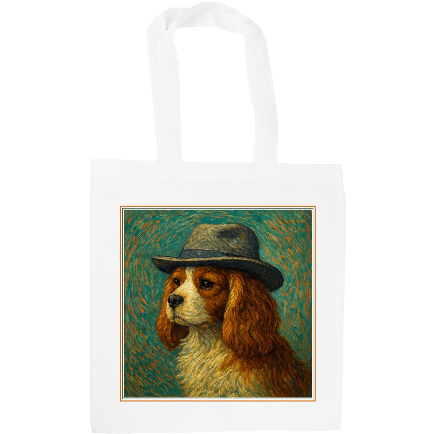 Van Gogh King Charles Spaniel Tote Bag - Shopping Bag Gifts for Dog Lovers - Image 2