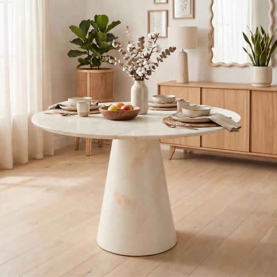 Palma Round Marble Effect 4-6 Seater Dining Table