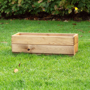 Wooden Trough Redwood Low Outdoor Flower Bed Planter 51cm