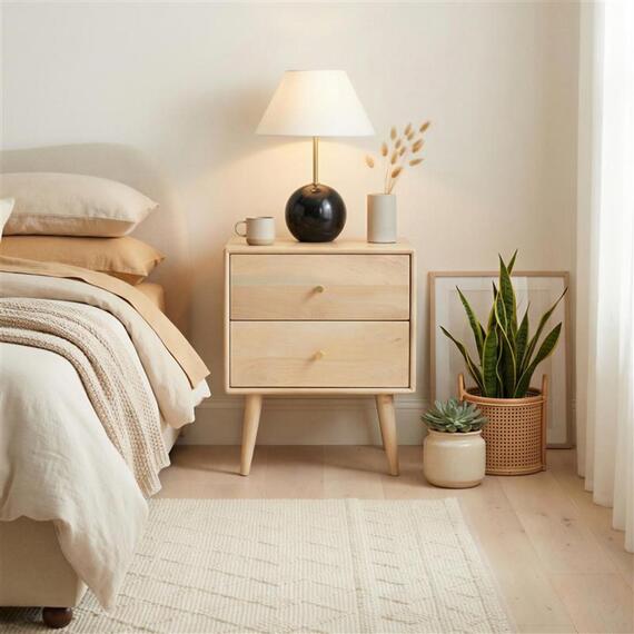 Ontario 2 Drawer Rectangle Wood Effect Bedside Table