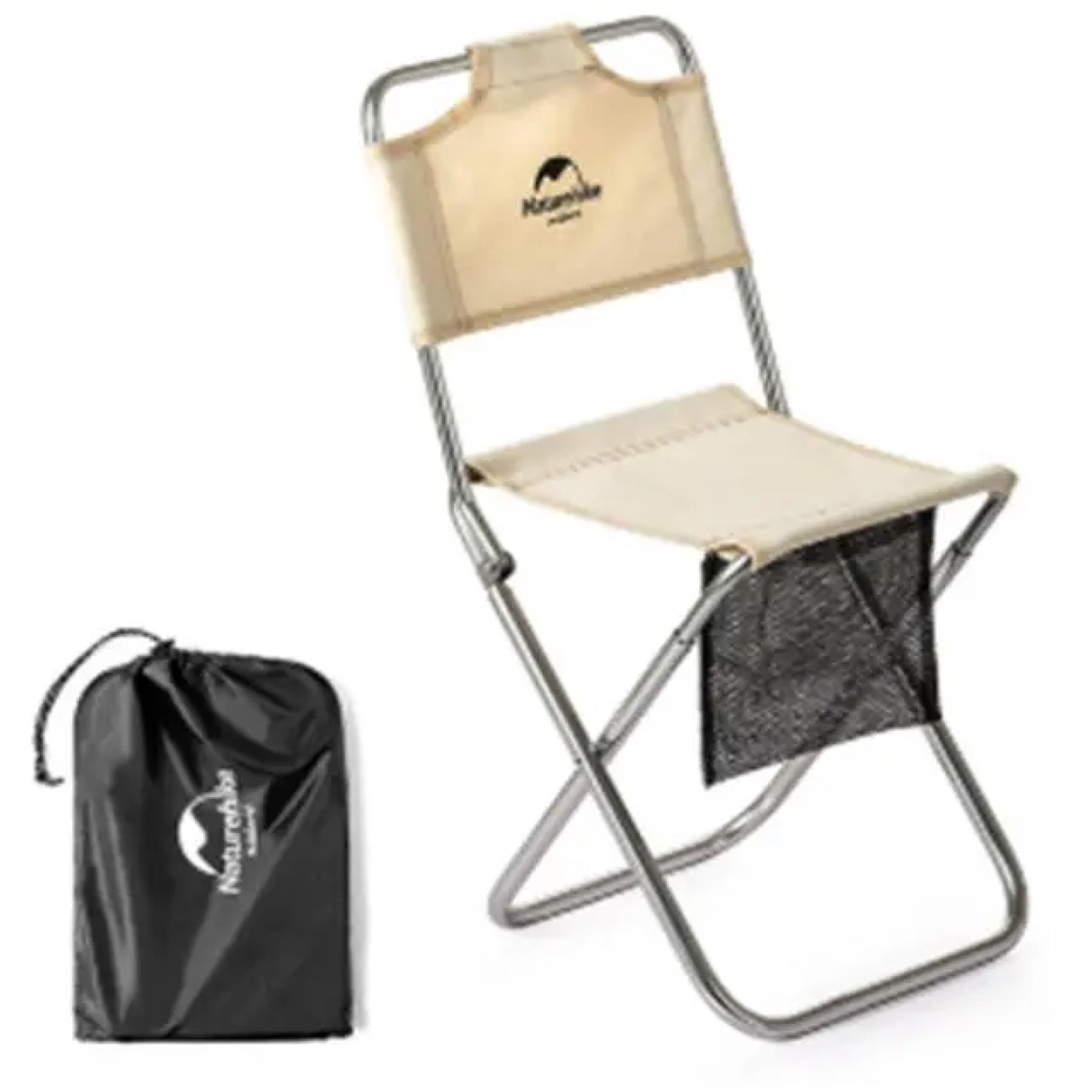 Naturehike Yamami L03 Folding Camping Stool With Backrest, Khaki - Khaki