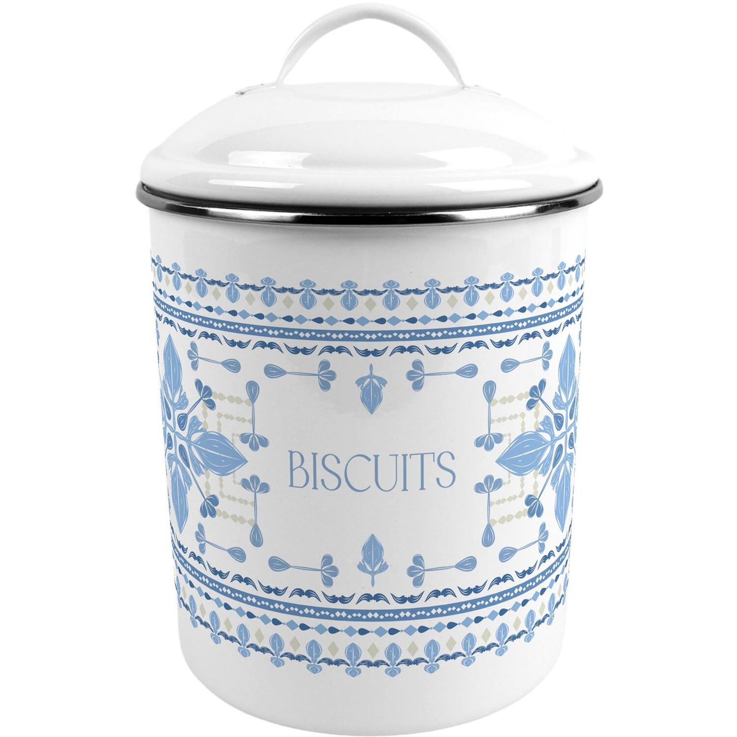 B&Q - Blue Folk Tile Large Biscuit Storage Tin - Image 2