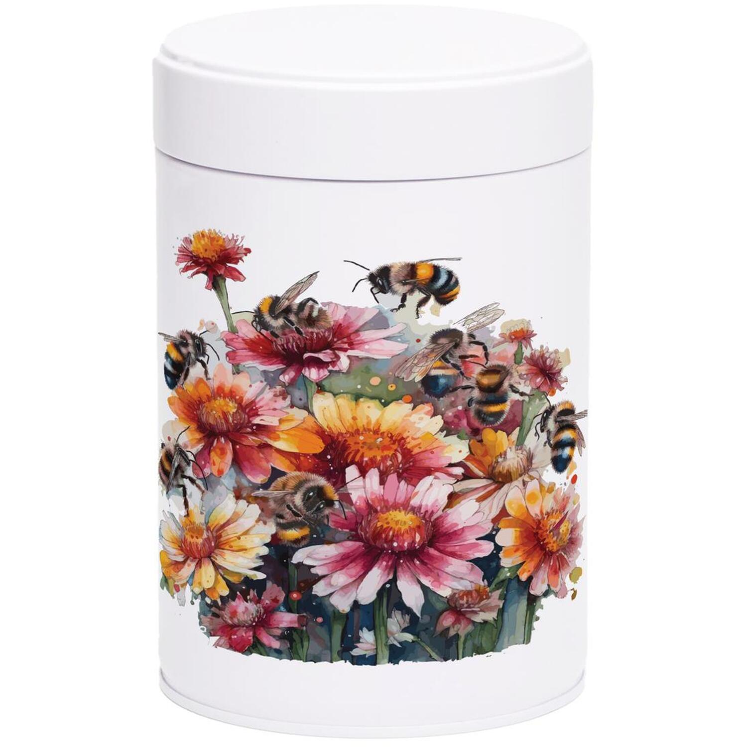 Flowers & Bees Canister - Metal Screw Top 750ml Kitchen Storage Gift - Image 2