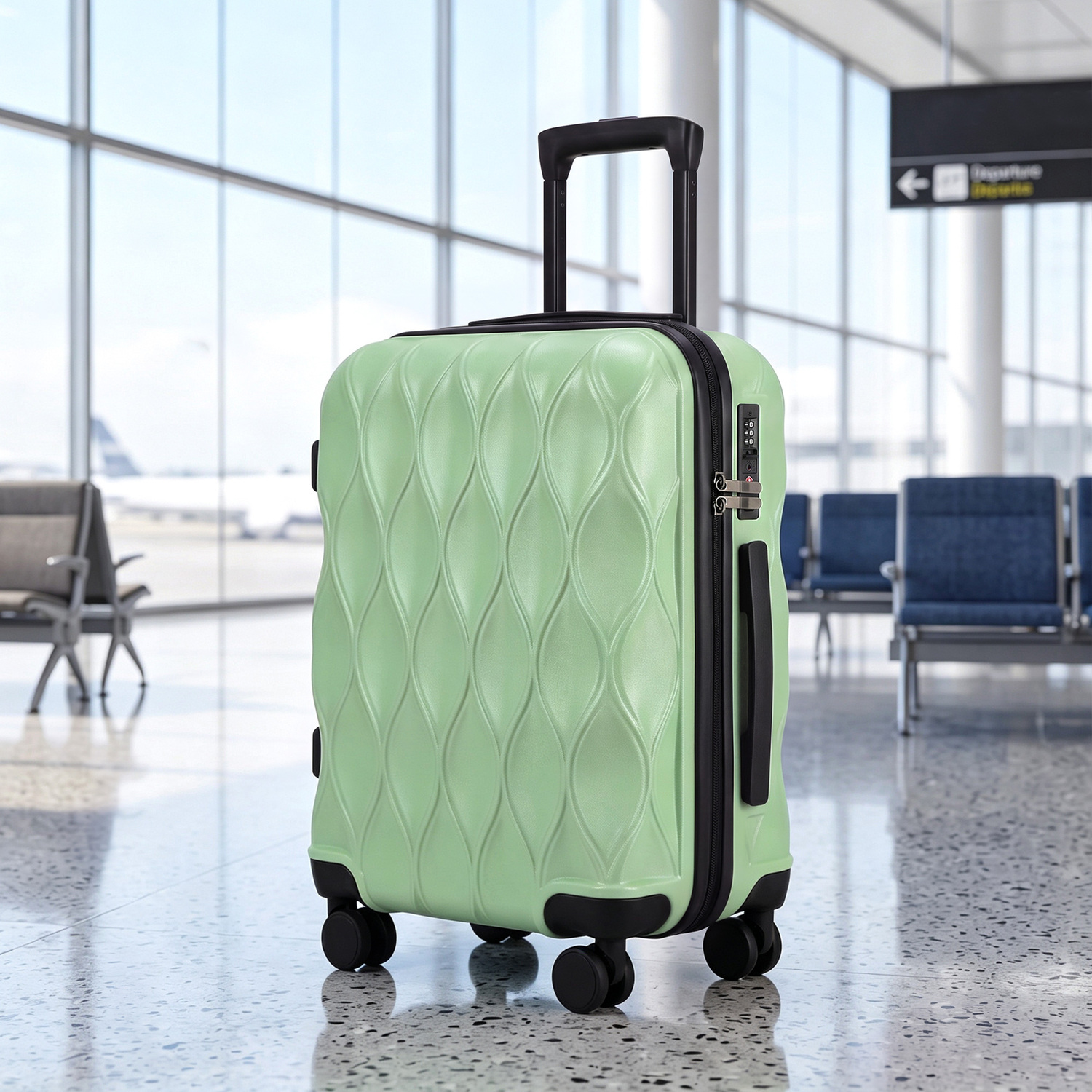 Homcom 56Cm 41L Suitcase, Hard Shell Carry On Luggage With Tsa Lock, Green, Green - Image 3