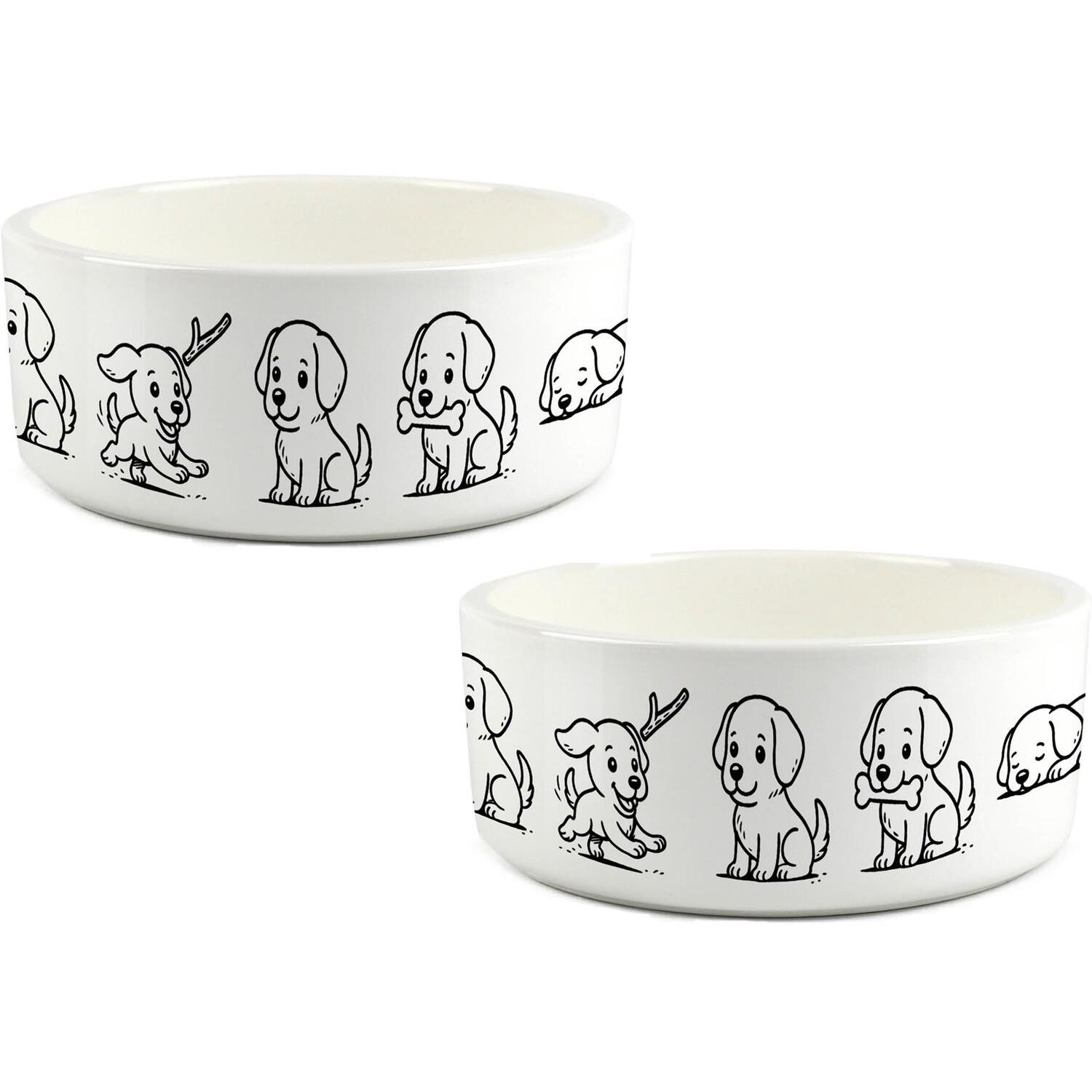 B&Q -  Doodle Dogs Large Ceramic Pet Food & Water Bowl Set - Image 3