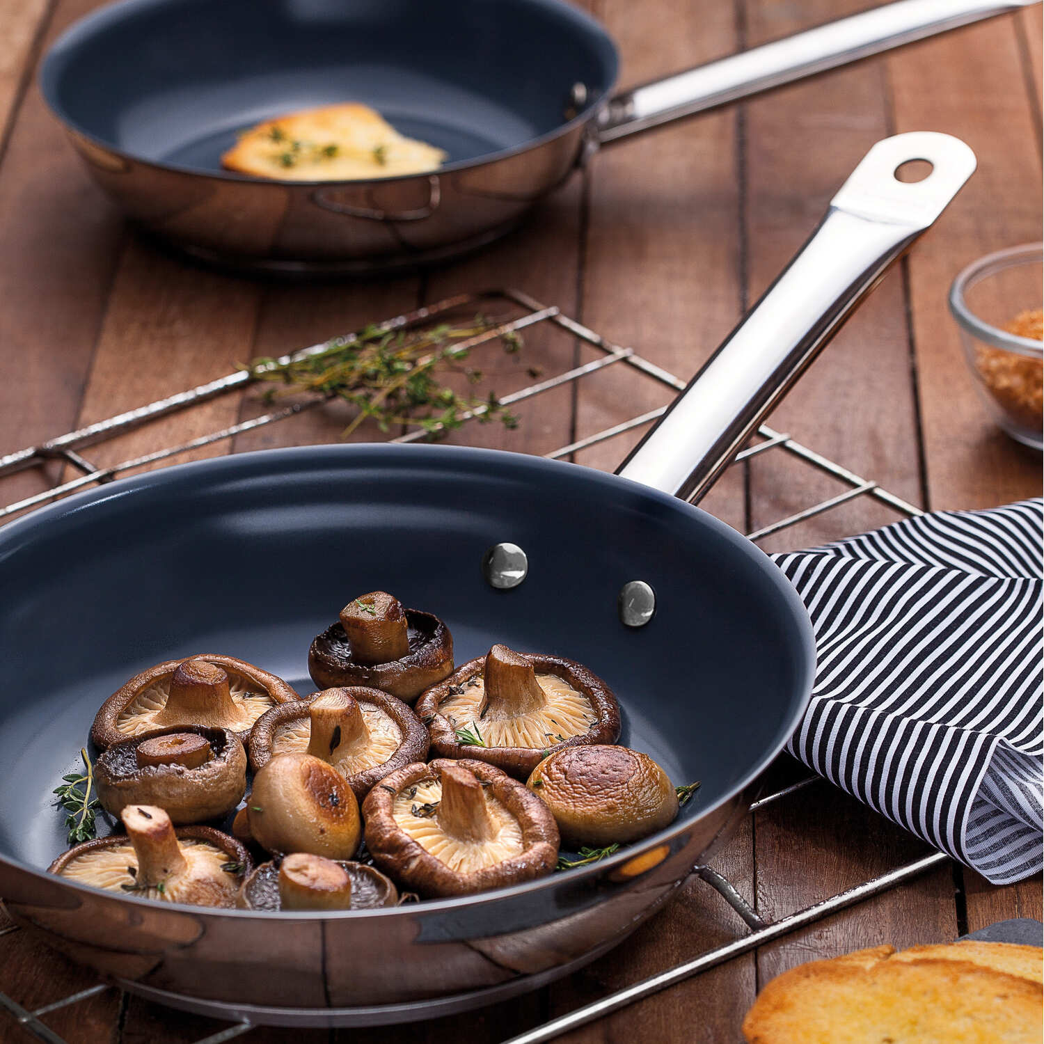 Tramontina Stainless Steel Frying Pan Ceramic Coating - Grey / 30cm