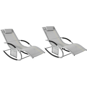 SoBuy Set of 2 Outdoor Rocking Garden Relaxing Chair Sun Lounger Recliner