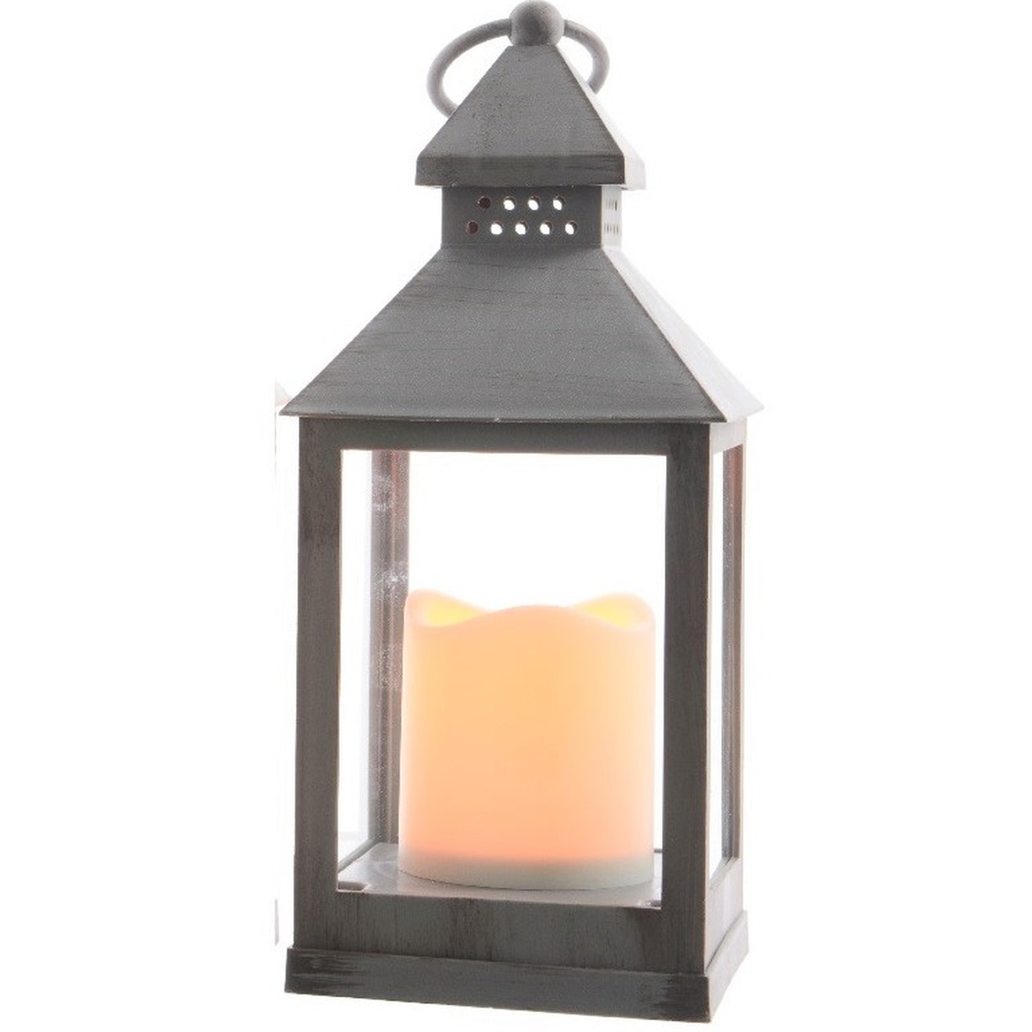 Image of Grey Candle Lantern 24cm - Grey