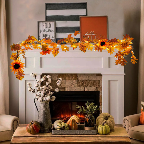 Sunflower Garland with Lights Decoration