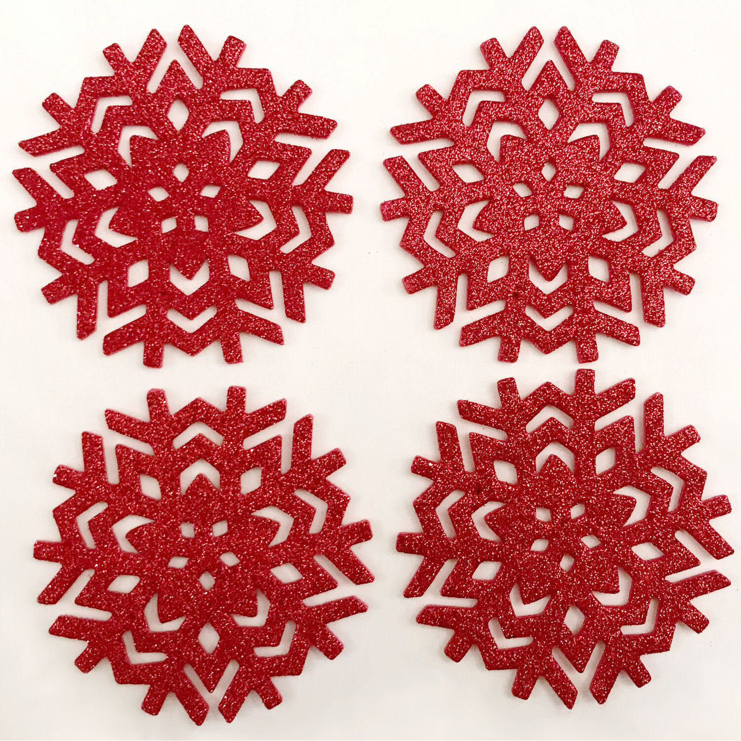 Red Glitter Snowflake Table Decor - Red / Coaster