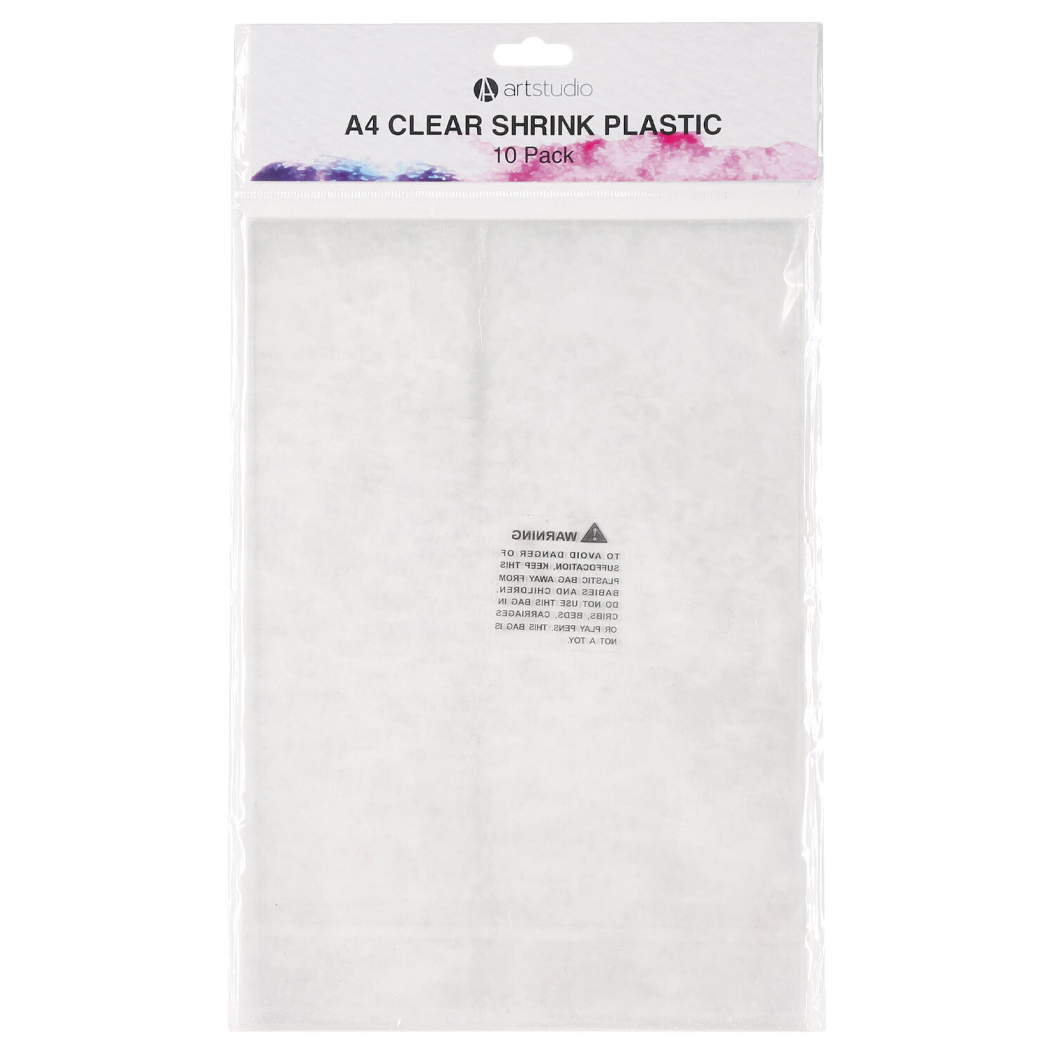Art Studio Pack Of 10 A4 Clear Shrink Plastic Sheets