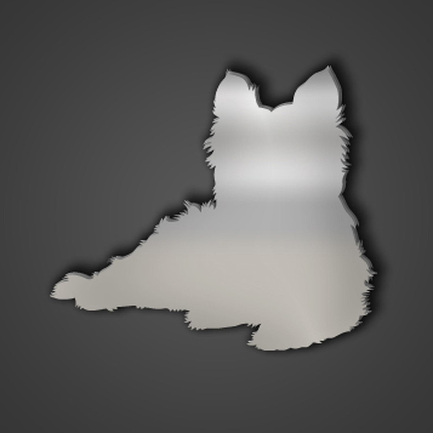 Yorkshire Terrier Style 7 Silver Acrylic Mirror - Silver