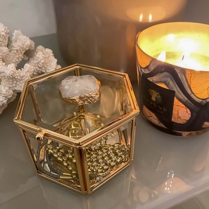 Hexagonal Glass Agate Jewellery Display Box