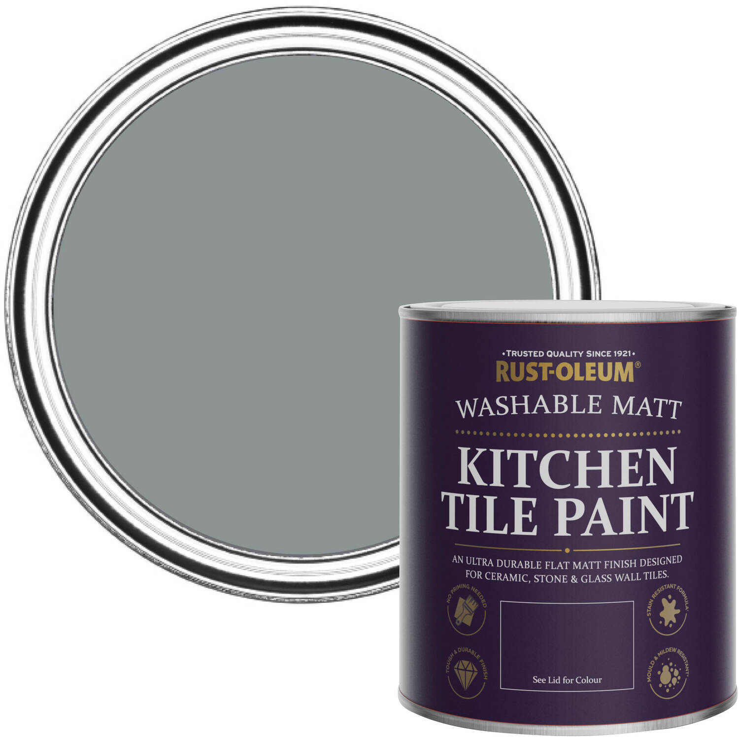 Rust-Oleum Kitchen Tile Paint Matt - Slate 750ml -  Grey