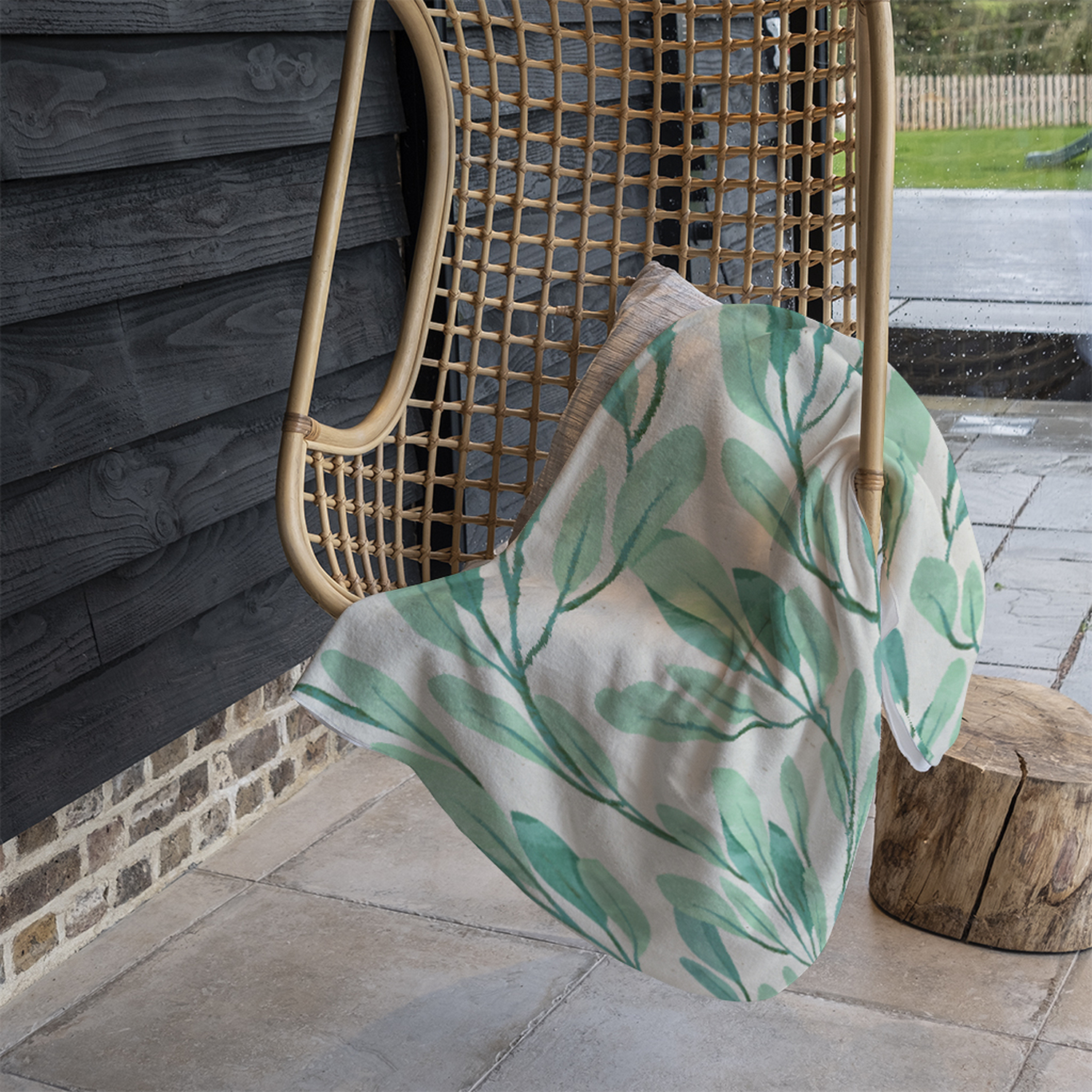 Watercolor Botanical Blanket - Green