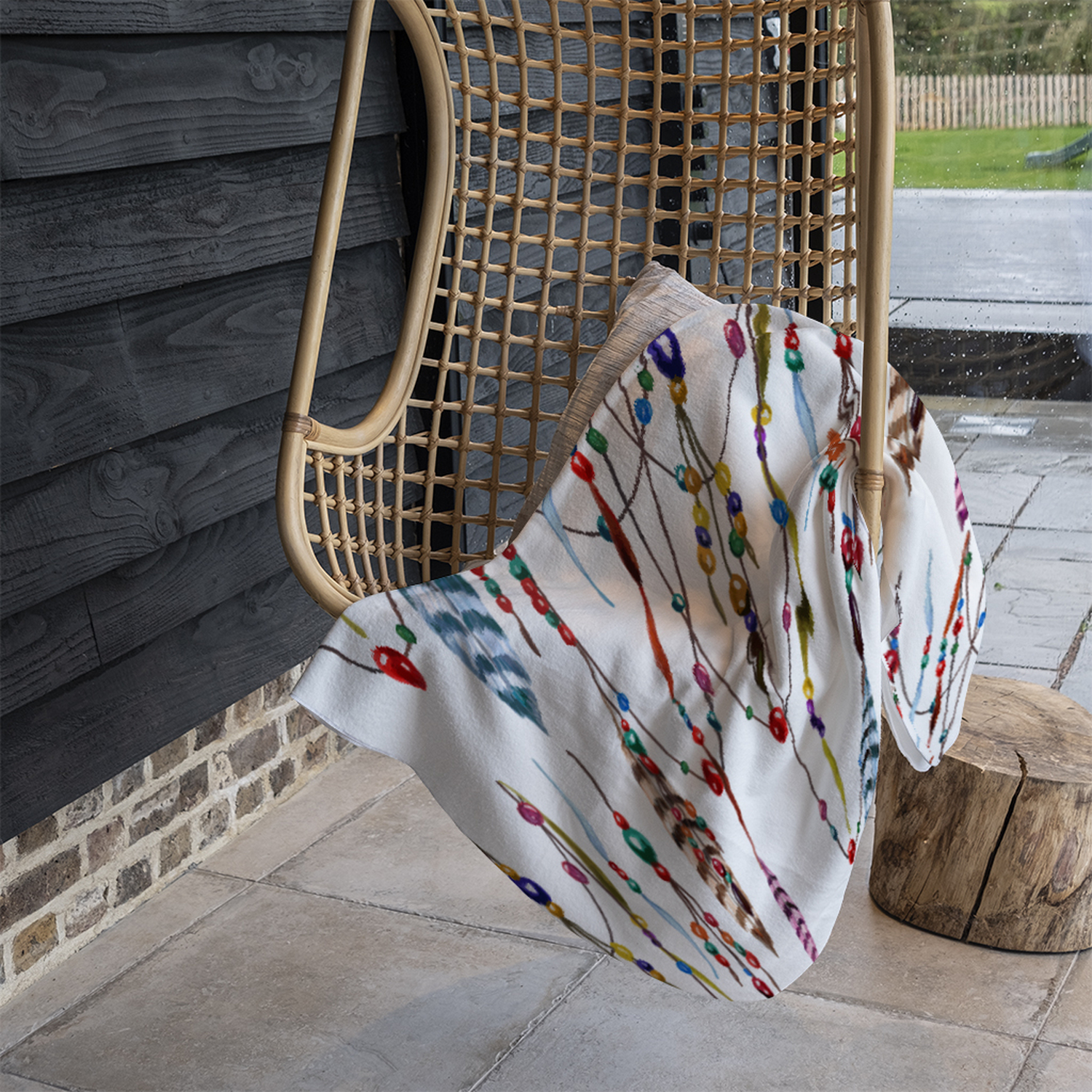 Ribbon  Bead Blanket - Red