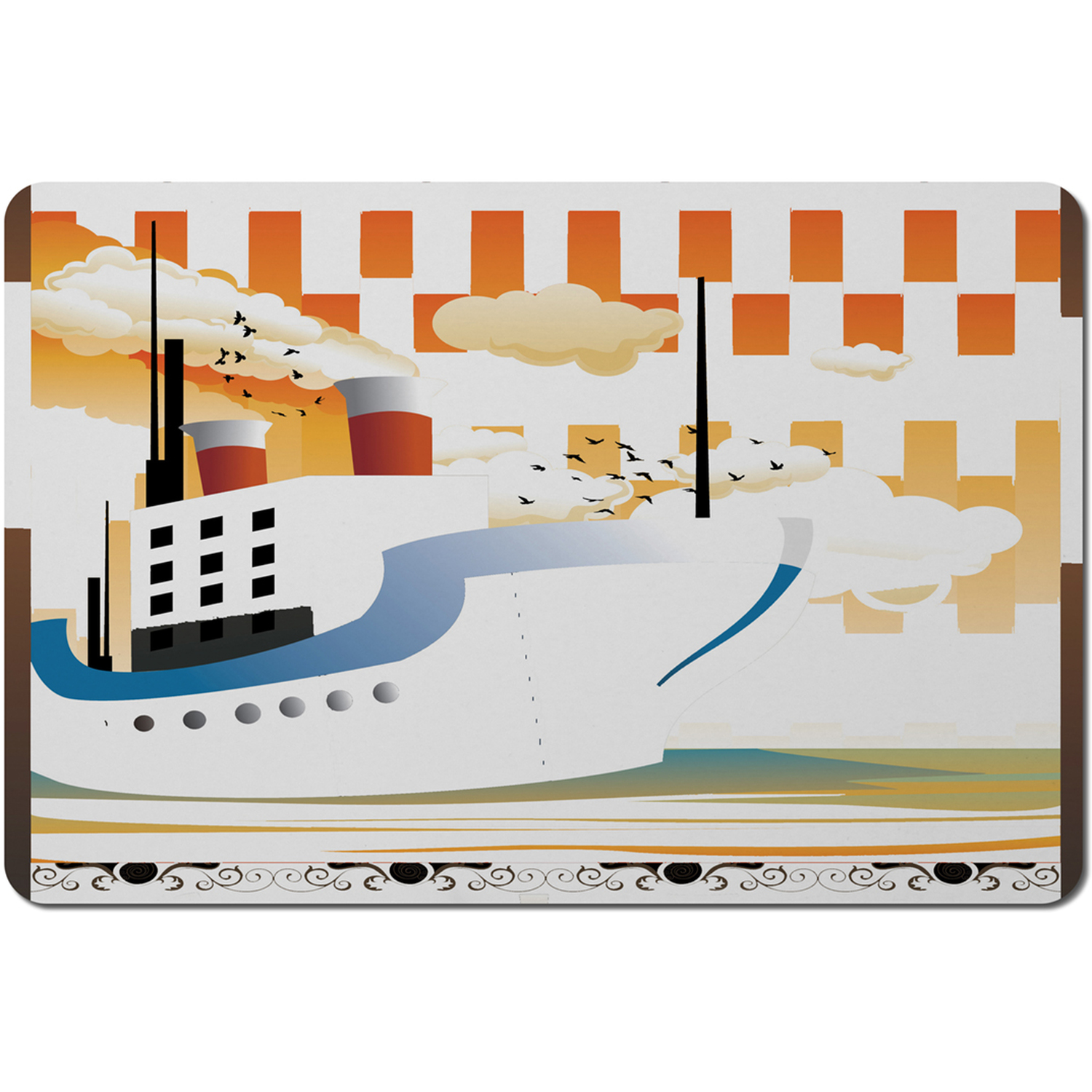 Art Deco Ship Placemat - Orange