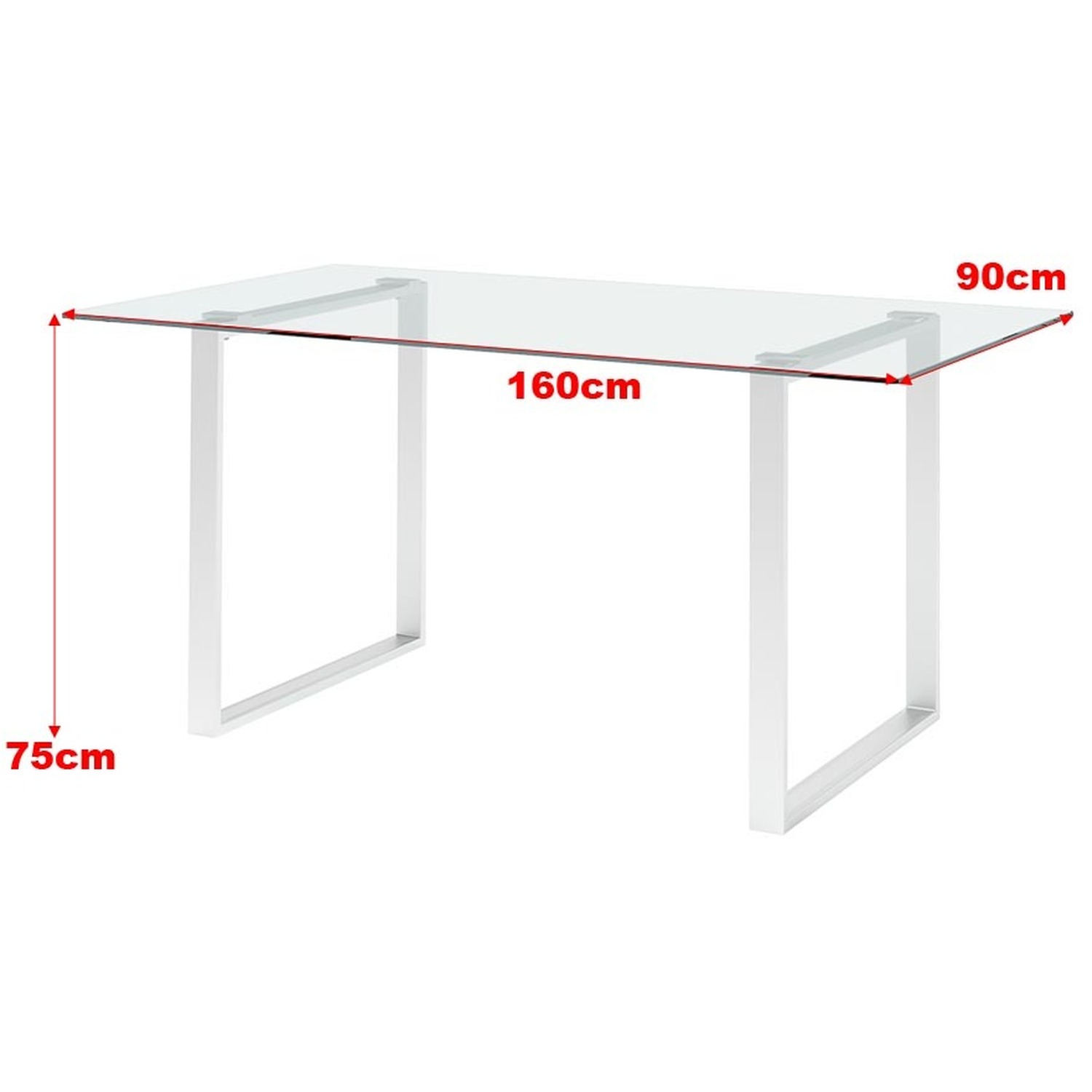 Clear Tempered Glass Top Rectangular Dining Table With Leg - Silvery
