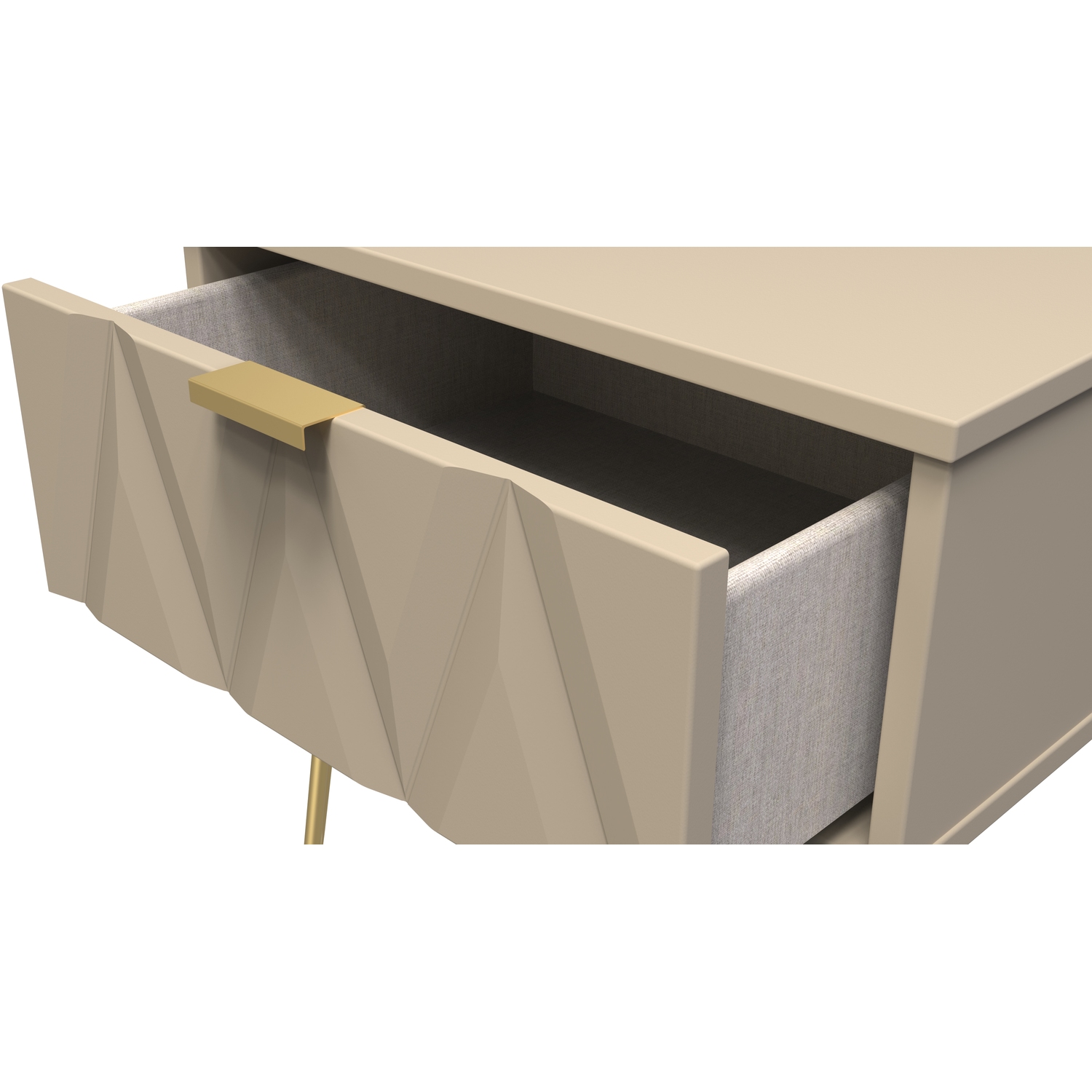 Diamond Ready Assembled 1 Drawer Bedside Cabinet With Legs - Mushroom Matt