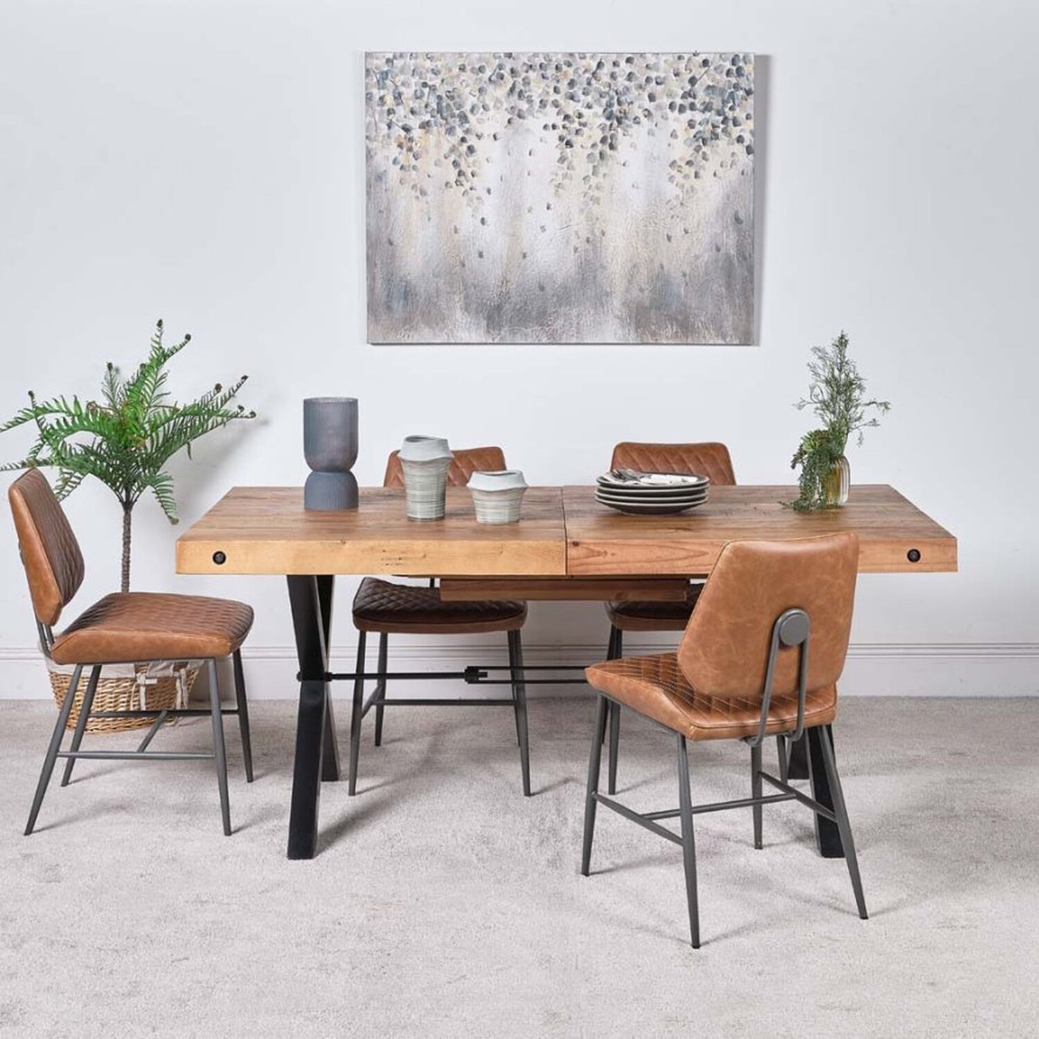 Woods Furniture - Urban 180-240cm Dining Table  4 Digby Dining Chairs - Tan thumbnail