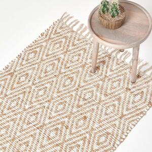 Homescapes Sierra Neutral Diamond Pattern Hemp Chindi Rug