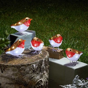 5 Piece Pre-Lit Robin Christmas Decorations