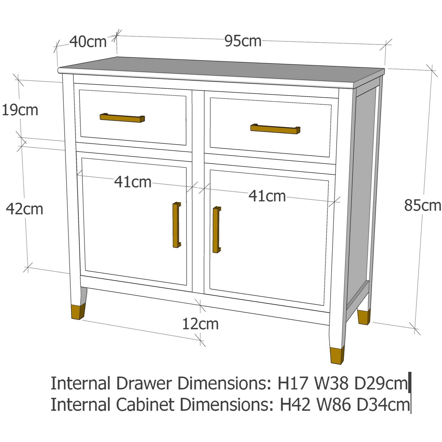 Palazzi 2 Door 2 Drawer Sideboard - Grey
