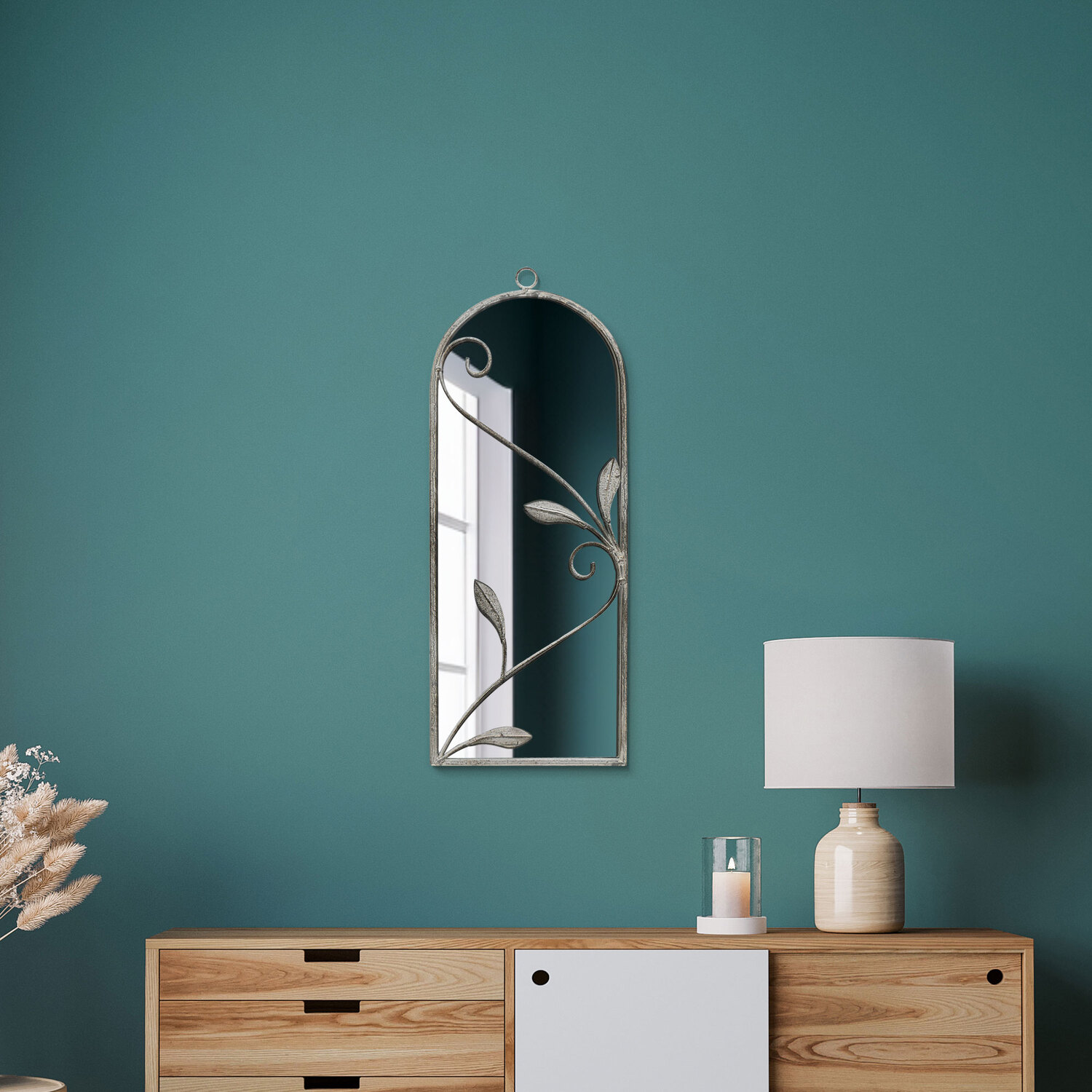 MirrorOutlet - The Arcus Metal Framed Arched Wall Mirror  - Concrete thumbnail