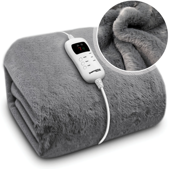 Double Faux Fur Electric Heated Throw 