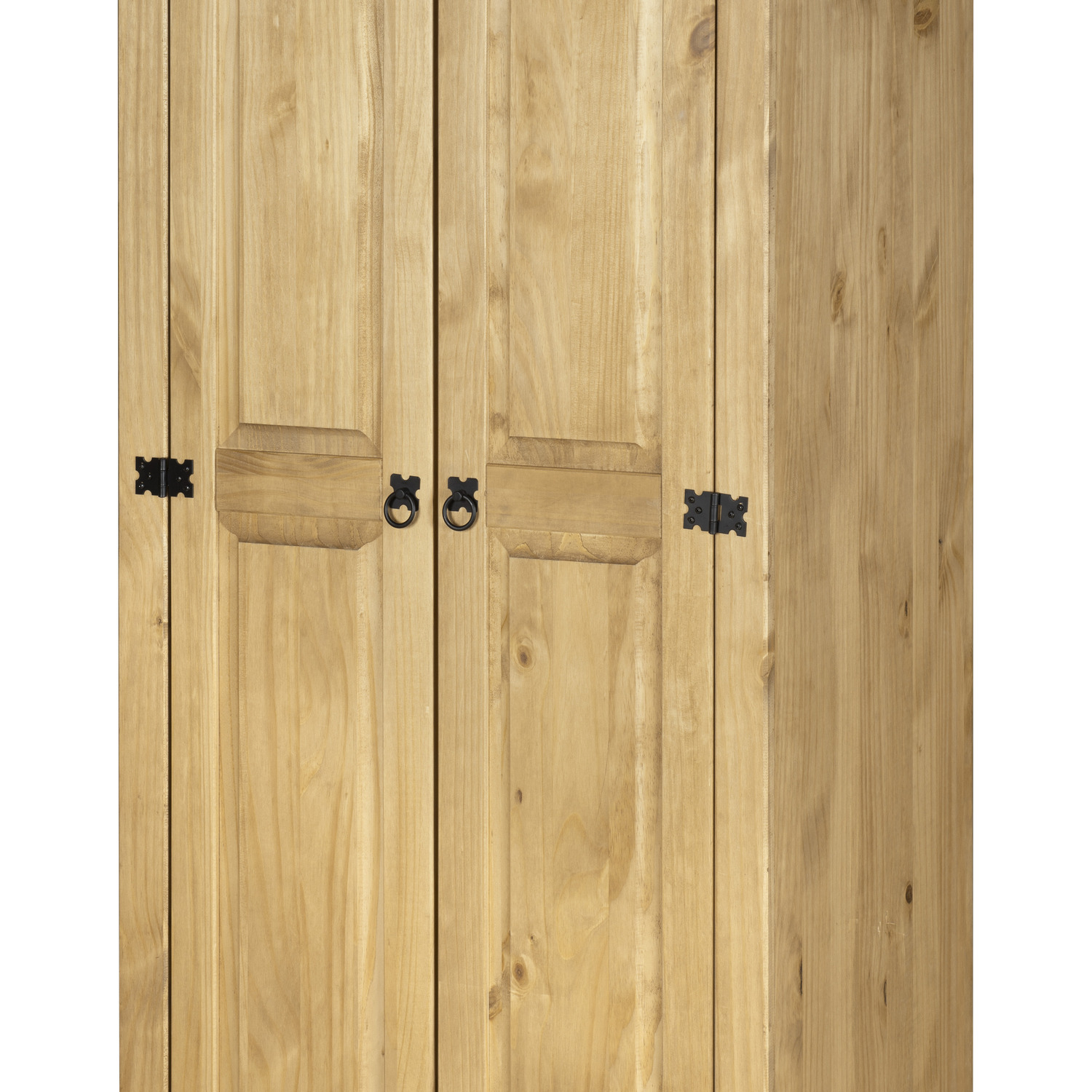 Corona Wardrobe 2 Door Flat Top - Waxed Pine