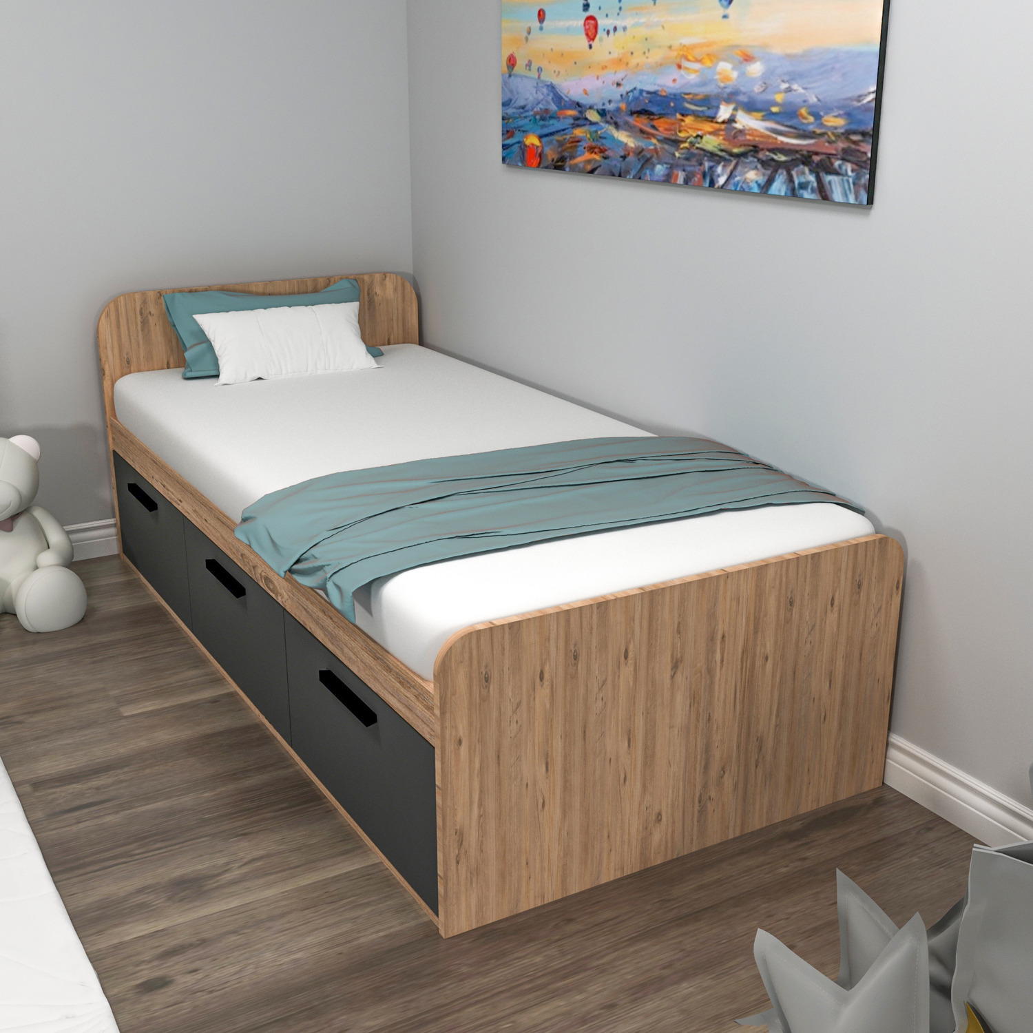 Achille Bed Frame - Atlantic Pine Anthracite