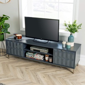 Grey Home Source Siena 2 Door High Gloss TV Stand Storage Unit shot 5082887