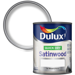 Pure Brilliant White / 750ml Dulux Quick Dry Mid Sheen Satinwood Paint shot 5237358