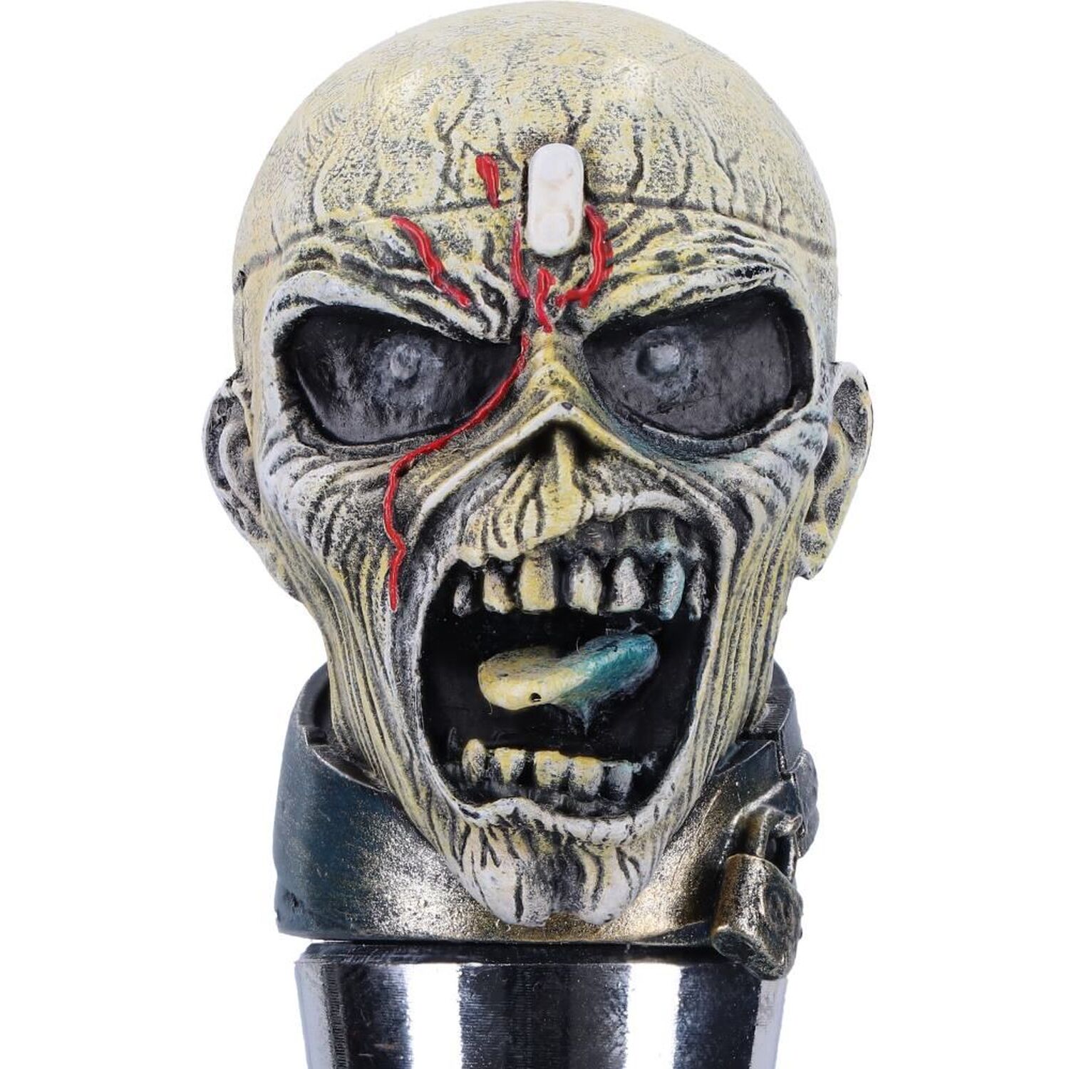 Nemesis Now Iron Maiden 'Piece Of Mind' Bottle Stopper - Official Eddie Resin & Stainless Steel Wine/Beer Stopper, 10cm