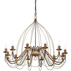 Corte  12 Light Chandelier Rust Brown Finish, E14