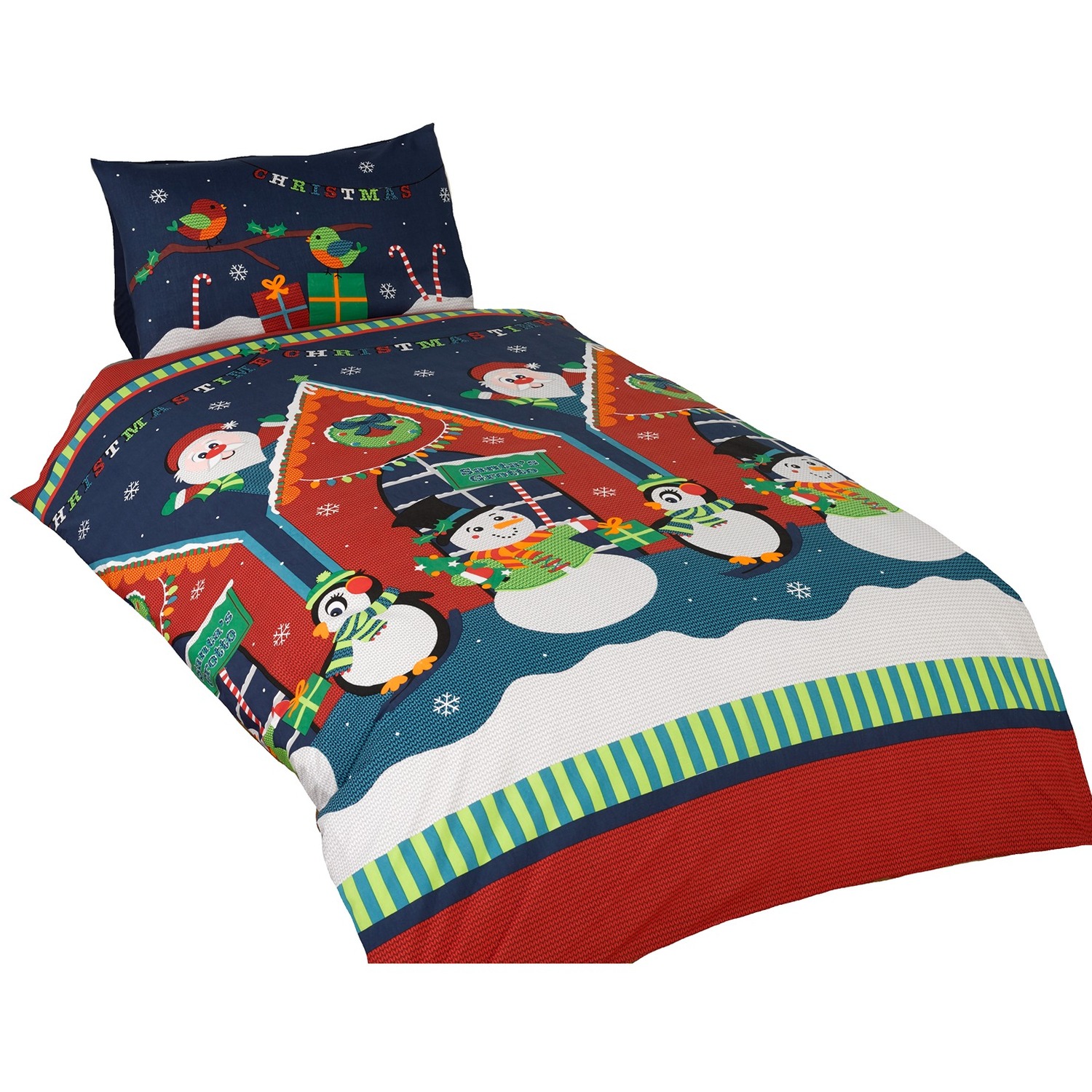 Santas Grotto Polycotton Duvet With Pillowcase - Multicolor Single