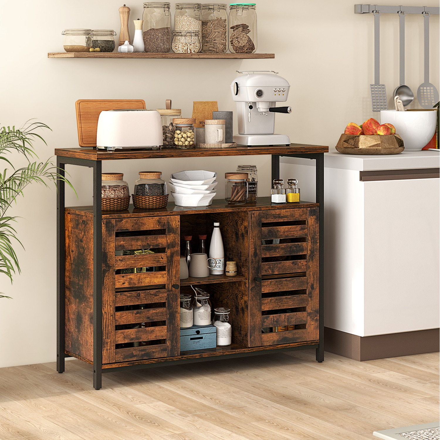 Industrial Sideboard Storage Cabinet - Brown