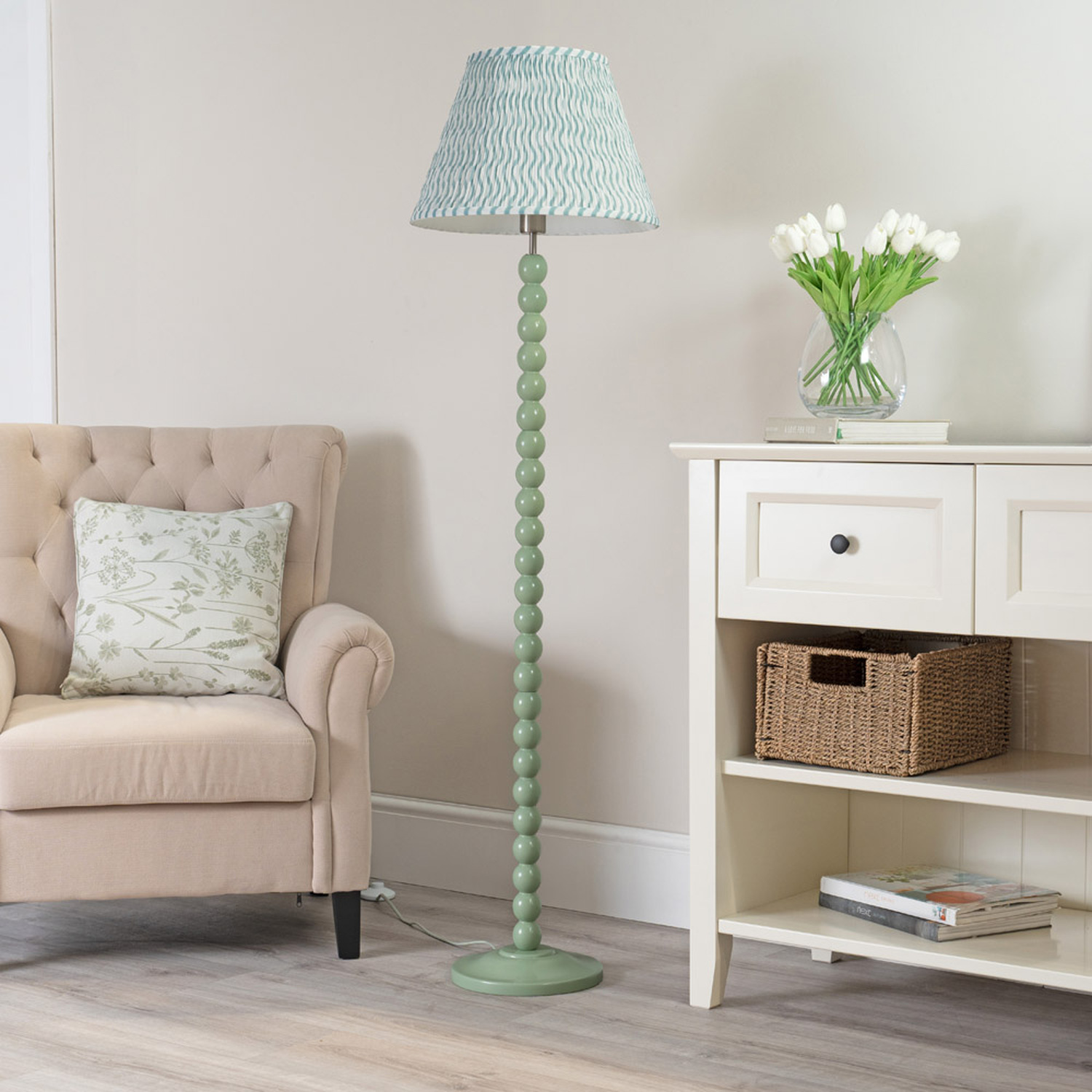 Image of Bobbins Sage Floor Lamp with Tapered&hellip;