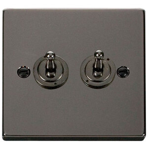 Black Nickel 2 Gang 2 Way 10AX Toggle Light Switch