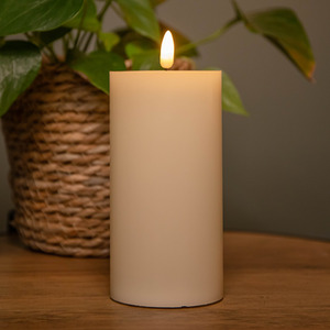 Cream Wax Melted Pool Effect Candle with Timer Function and LED