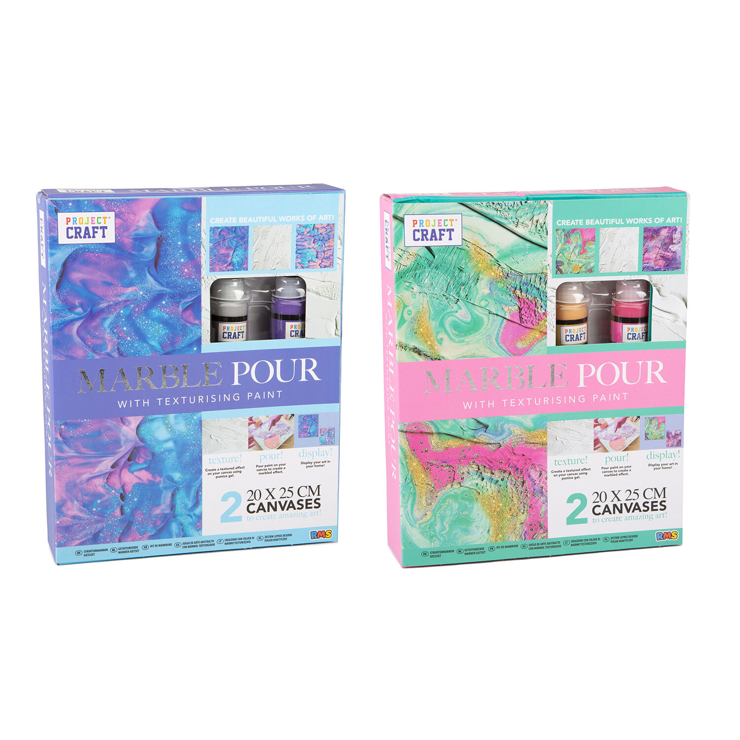 Marble Pour Kit - Textured Canvas Art Set for Beginners - 2 Designs Included - Image 4