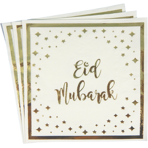 Eid Mubarak Napkins Cream Gold
