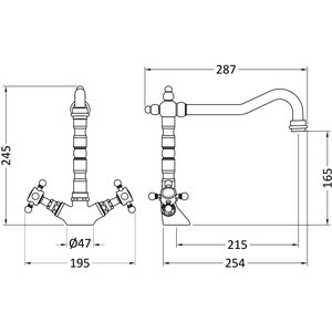Traditional French Classic Mono Sink Mixer Tap Brushed Brass