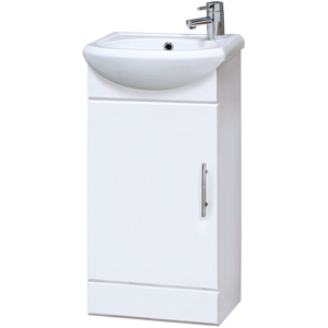 1 Door Cloakroom Vanity Basin Unit Gloss White 400mm